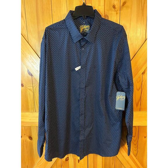 Johnny Bigg Mens Navy Patterned Long Sleeve Button Up Shirt NWT Size 4XL (5212) - Picture 1 of 6